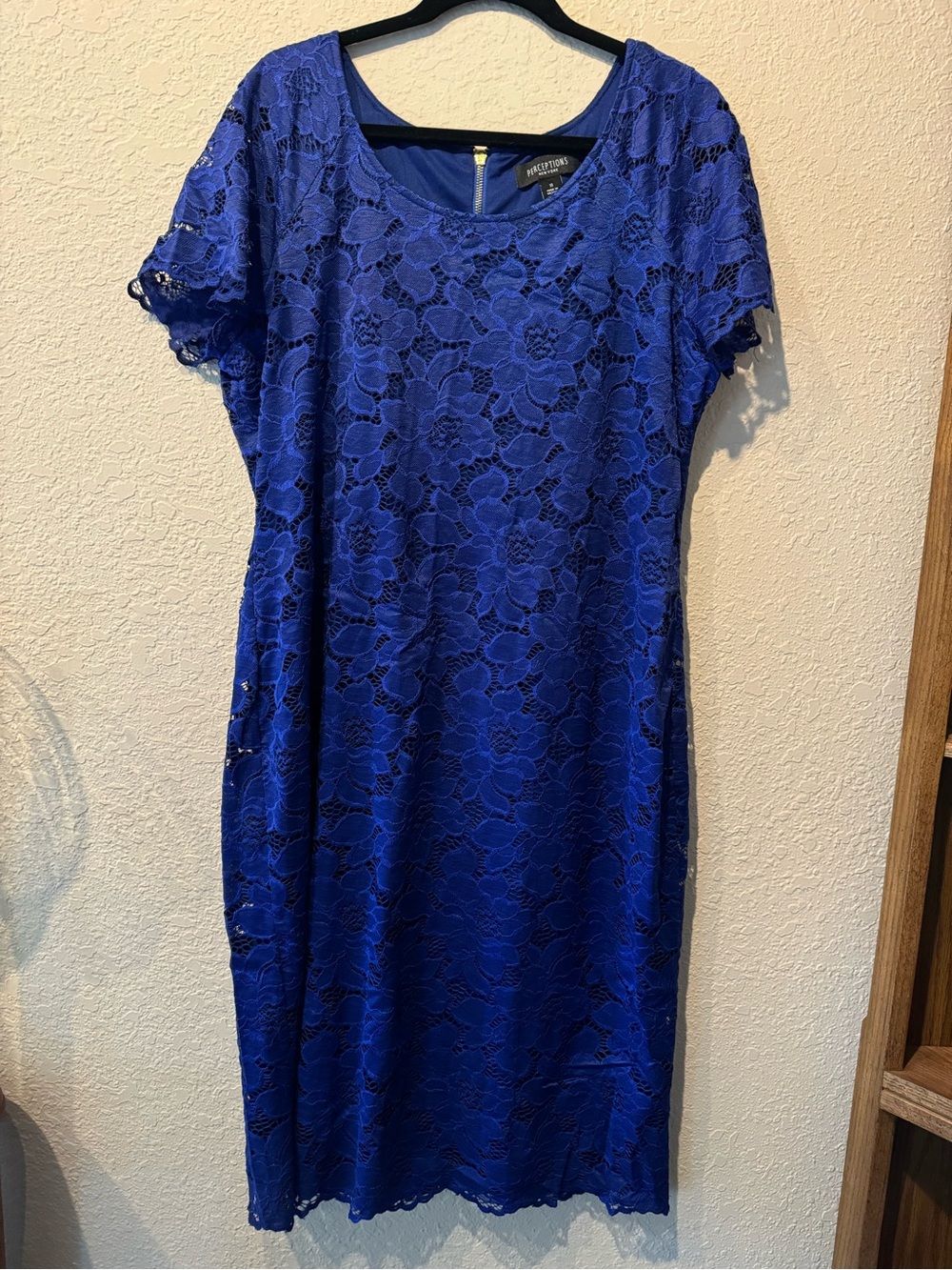 Perceptions plus size Royal Blue Lace Midi Dress